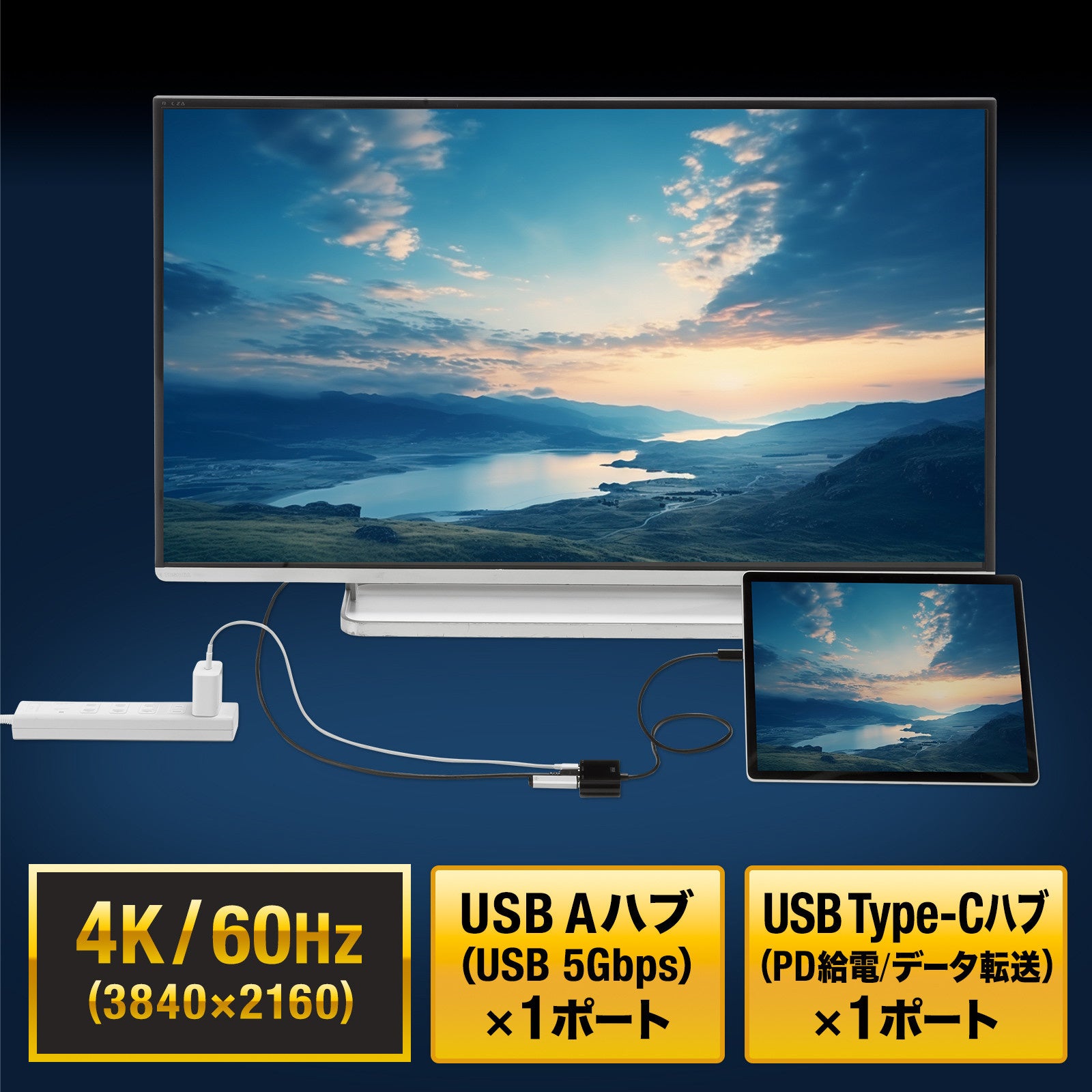 Type-CポートをHDMI(4K/60Hz)に変換し映像出力ができる変換アダプタを発売