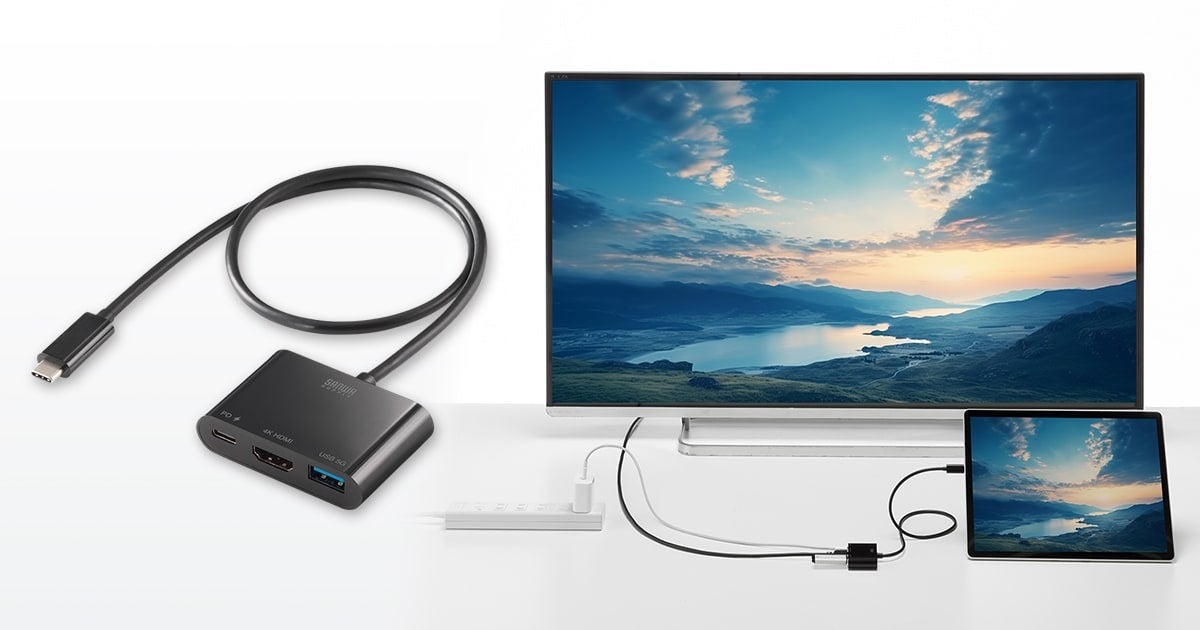 Type-CポートをHDMI(4K/60Hz)に変換し映像出力ができる変換アダプタを発売