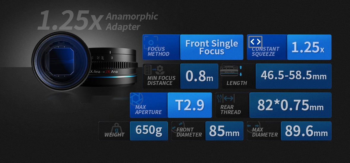 「SIRUI 1.25Xアナモルフィックアダプターレンズ」1+N! 多様なアナモルフィックレンズと組み合わせ可能