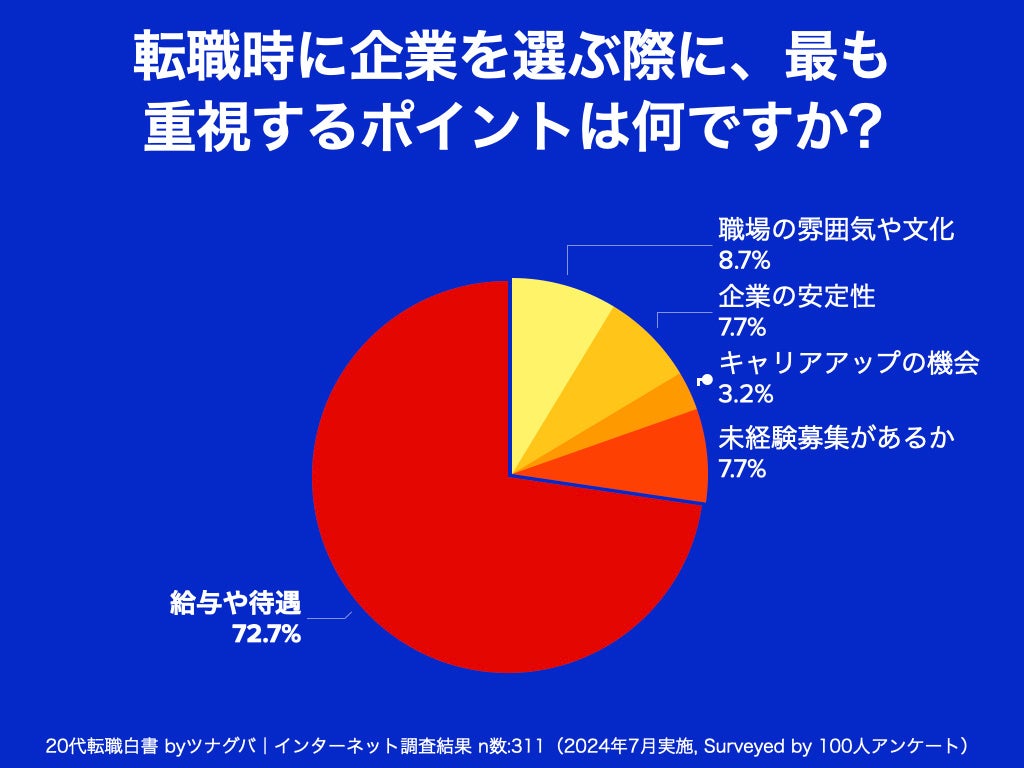 20代転職者の本音！給与以外に重視する意外なポイントとは？20代転職白書 byツナグバ｜企業選びの基準に関す...