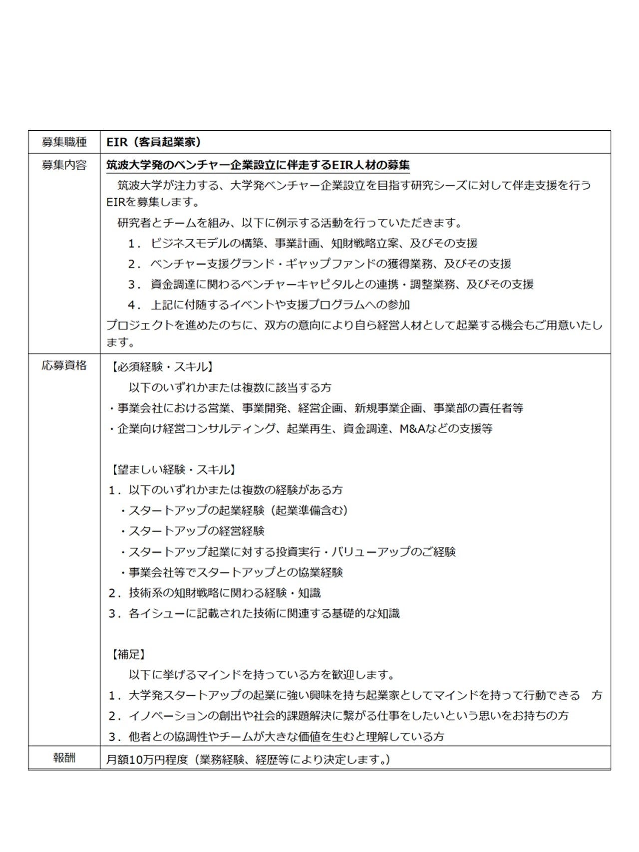 副業・フリーランスマッチングサービス「HiPro Direct」筑波大学発・ベンチャー企業設立支援を行う「EIR人材...