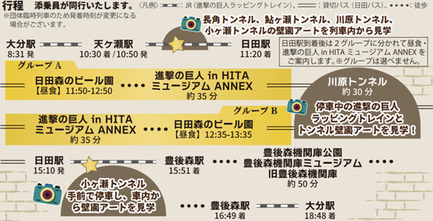 トンネル壁面アートを見学！『進撃の巨人』ラッピングトレインに乗車する旅発売開始！！