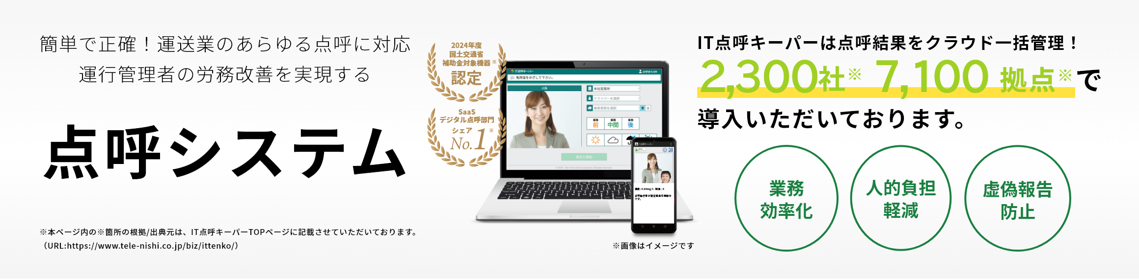 運送業向けシステム・IT点呼キーパーが令和6年度「国土交通省の補助金対象機器」に認定されました。