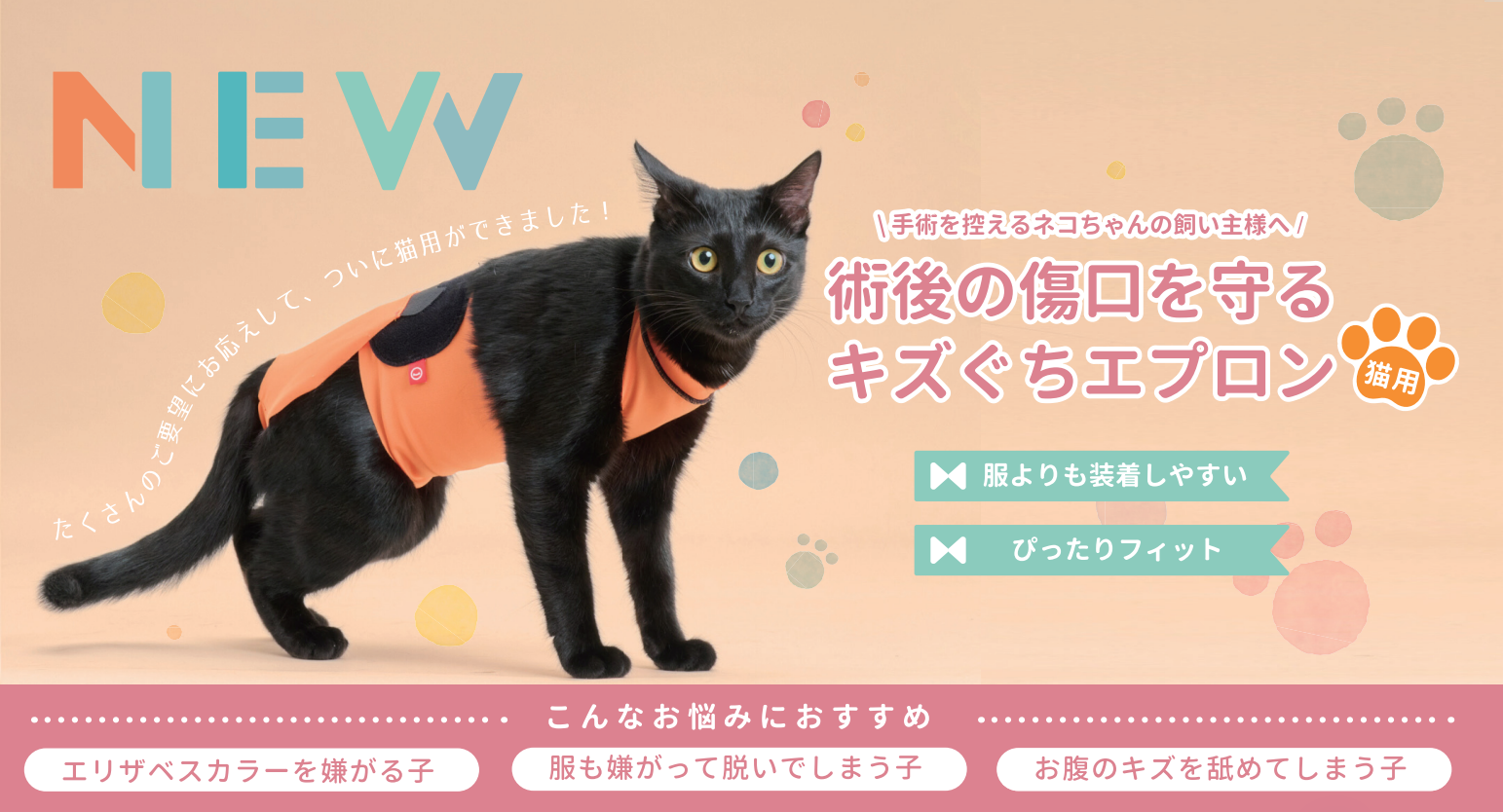 愛猫の術後をサポート！anifull「キズぐちエプロン猫用」新発売