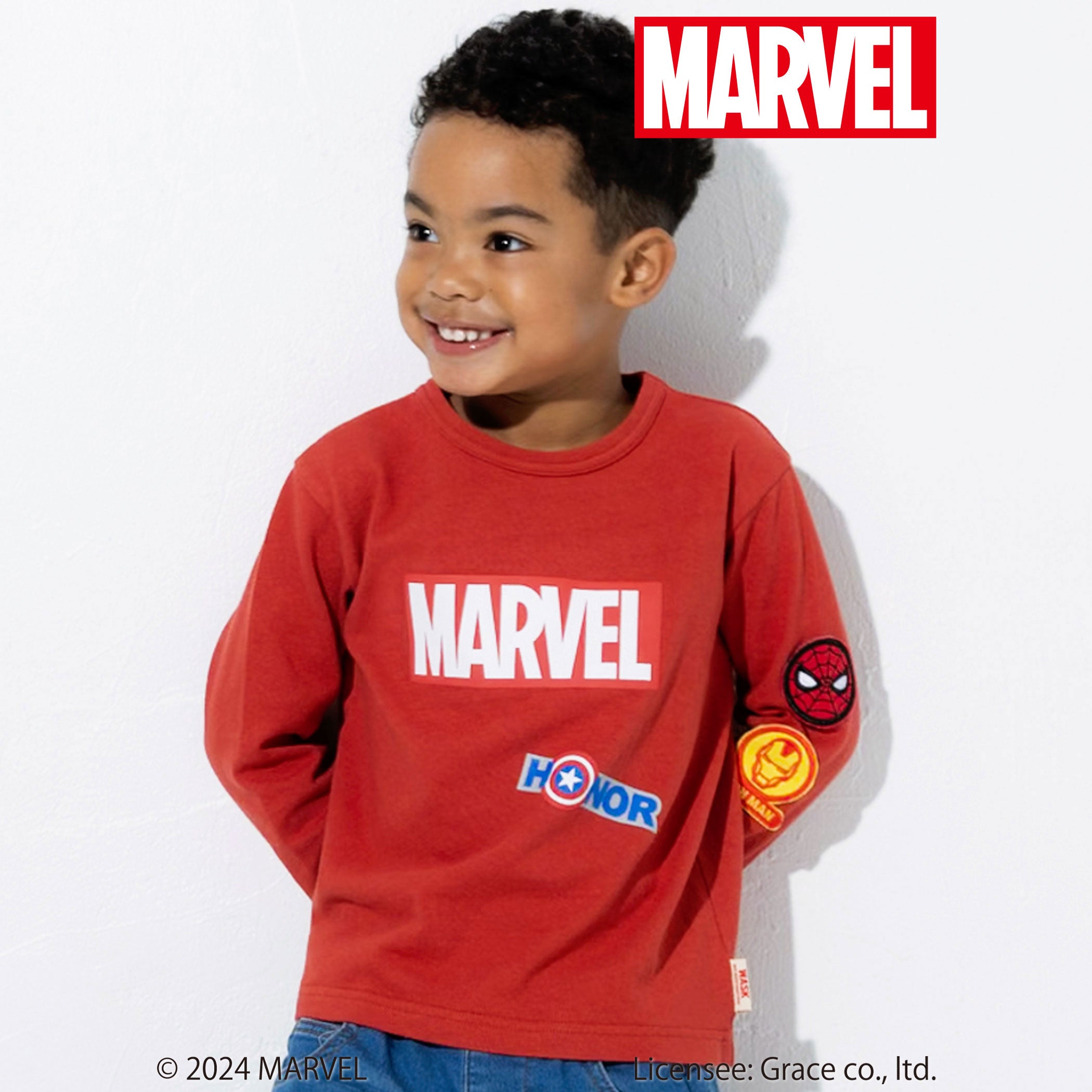 子供服ブランド「WASK(ワスク、株式会社べべ）」より、　　　WASKオリジナルデザインの「MARVEL(マーベル)」...