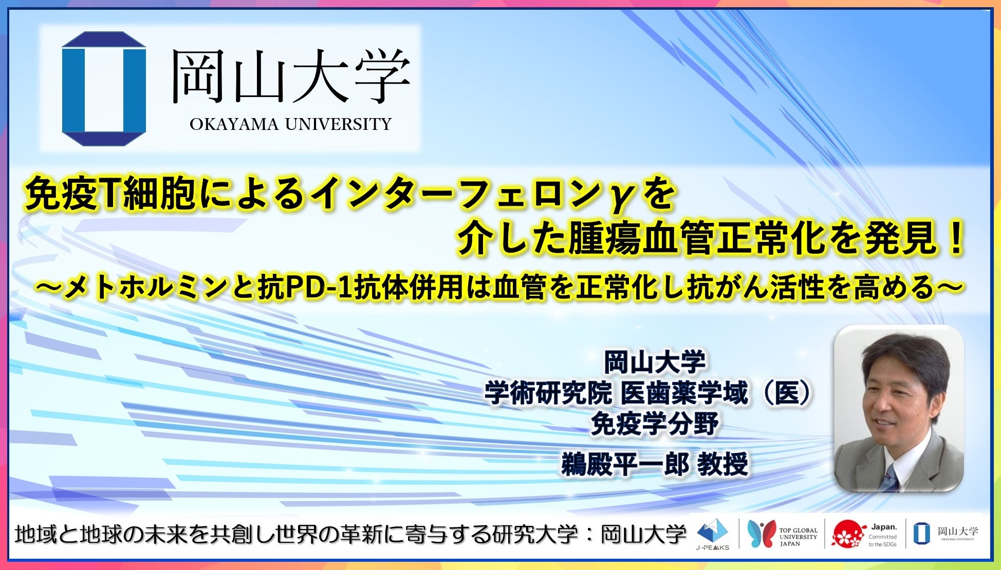 【岡山大学】免疫T細胞によるインターフェロンγを介した腫瘍血管正常化を発見！～メトホルミンと抗PD-1抗体併...