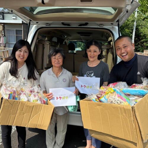 能登半島地震での孤独死・自殺者を減らすためお菓子などのフードロス食品を届ける我時朗(がじろう)