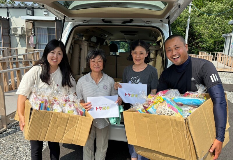 能登半島地震での孤独死・自殺者を減らすためお菓子などのフードロス食品を届ける我時朗(がじろう)