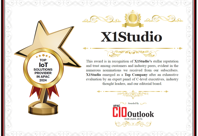 X1Studio がメディア「APAC CIO Outlook」より「TOP IoT SOLUTIONS PROVIDER IN APAC 2024」としてアワードを...