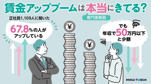 賃上げブームは初任給だけで既存社員は上がっていない？正社員1,109人に年収アップの実情や本音をアンケート調査