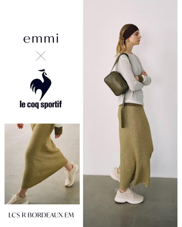 【emmi】le coq sportif最高峰のランニングシューズLCSRシリーズを、emmiらしい柔らかなカラーリングと素材で別注